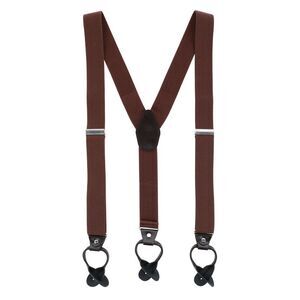 CTM Men's 1.375 Inch Wide Solid Color Y-Back Button-End Suspenders